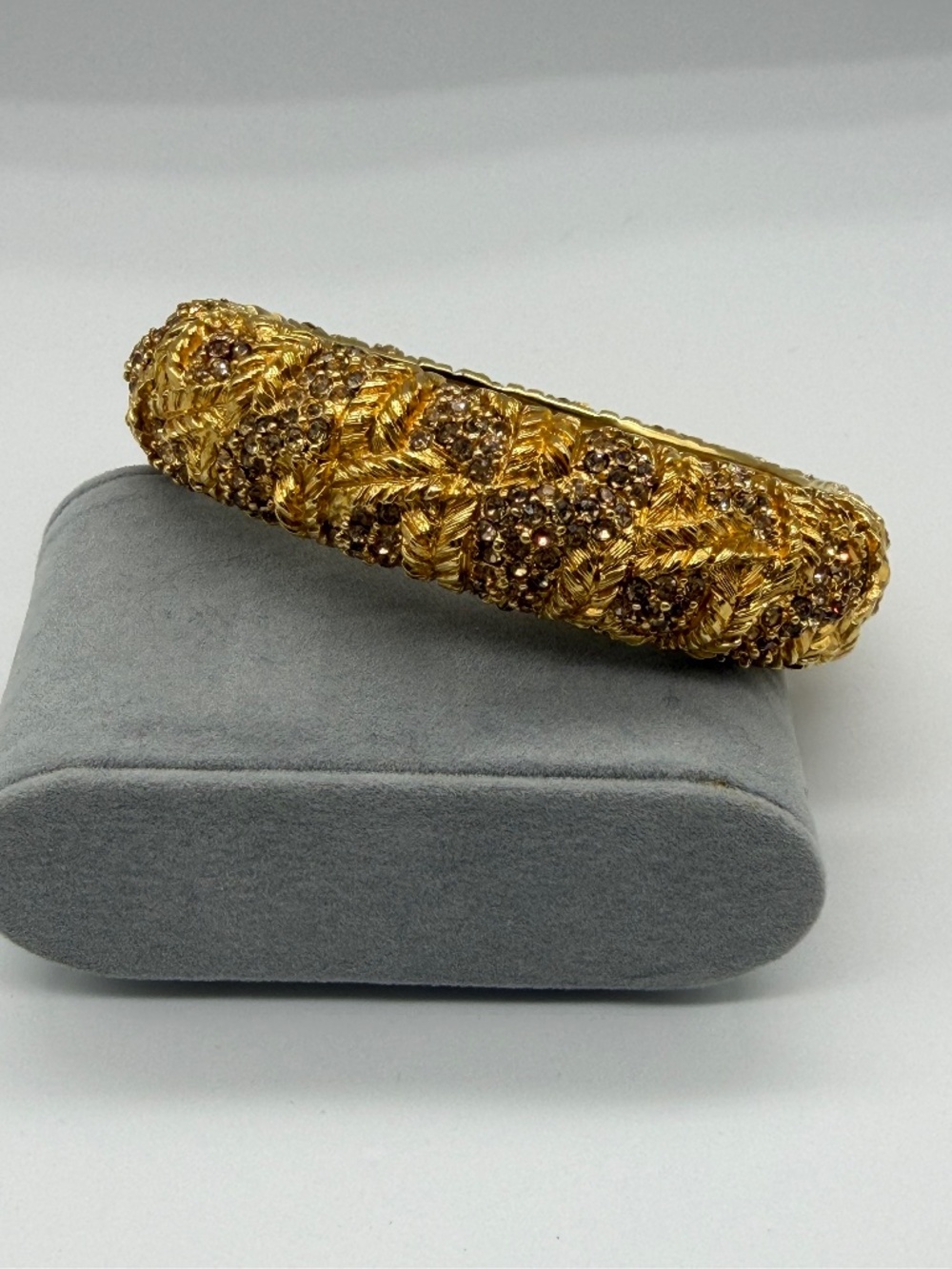 Vintage St. John Goldtone Bangle with Beige Crystals